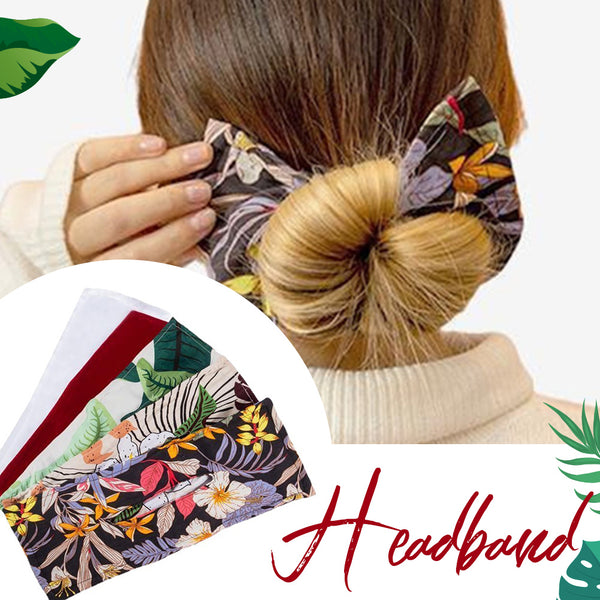 Printed Headband Hair Coiler French Vintage Bow