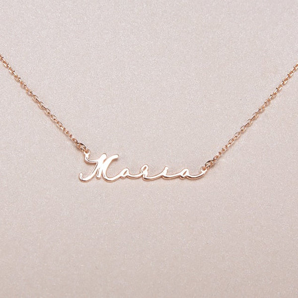 Mini-World Personalized Custom Handwritten Name Necklace Art Signature Nameplate Necklace Unique Memorial Jewelry For Men Women