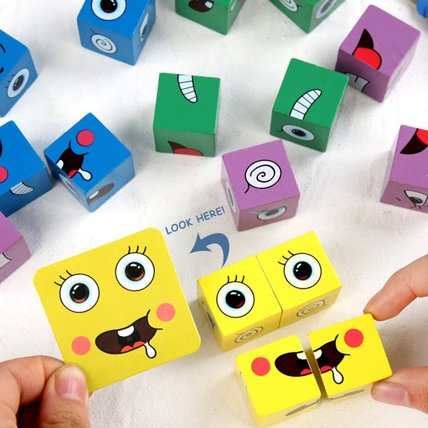 Face Changing Cube Building Blocks for Children Funny Expression Puzzle Colorful Jigsaw Toy Educational Board Game Puzzle Toys