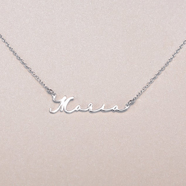 Mini-World Personalized Custom Handwritten Name Necklace Art Signature Nameplate Necklace Unique Memorial Jewelry For Men Women